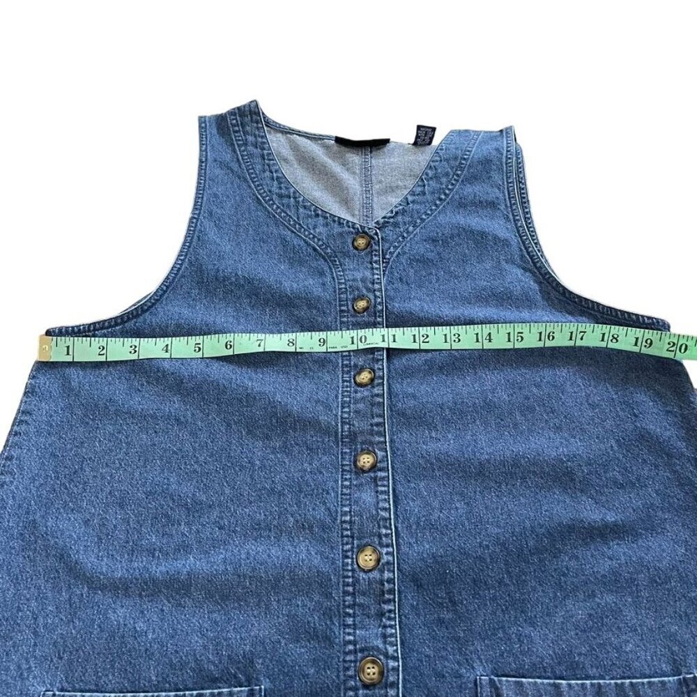 Vintage Karen Scott Women's Cotton Denim Button Front Sleeveless Dress Size M - Picture 5 of 7